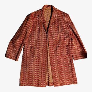 Vintage Women's Aztec Tapestry Coat Red White M retro 70s bohemian Carpet